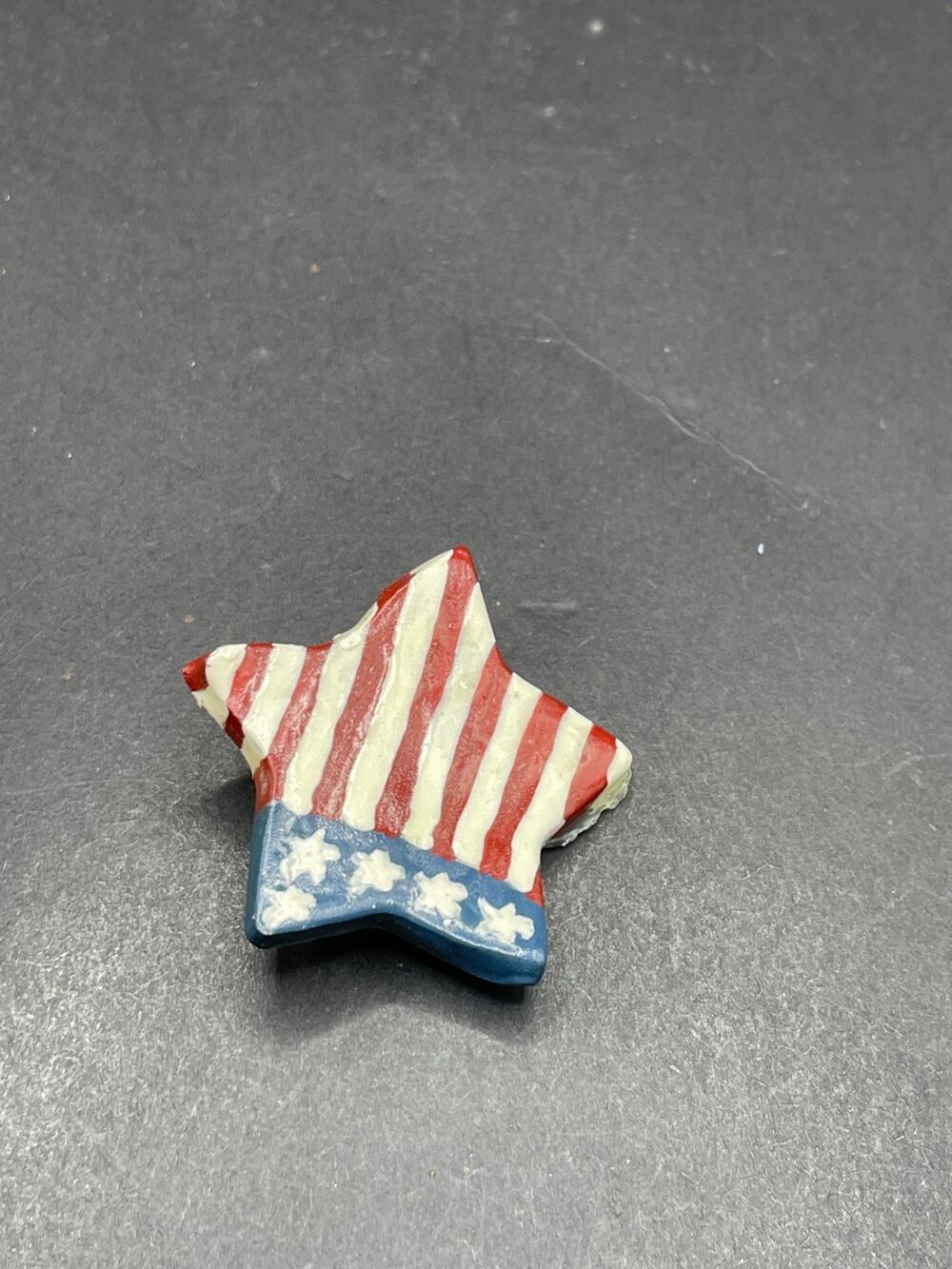 Vintage Star Pin Brooch Red White Blue Silver Patriotic Flag Theme 1.6" LOC 2001